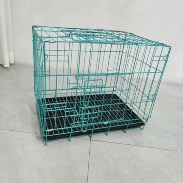 Imagem de Caixa dobrável para cães pequenos, gaiola portátil para filhotes com bandeja removível à prova de vazamento e trava segura, transporte de animais de estimação para carro, casa, treinamento, gatos e