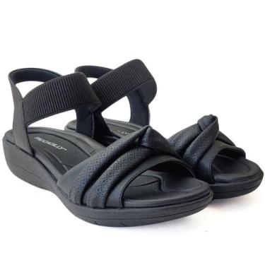 Imagem de Sandália Piccadilly Anabela Médio Anatômica ConfortoPlantar, 37, Preto