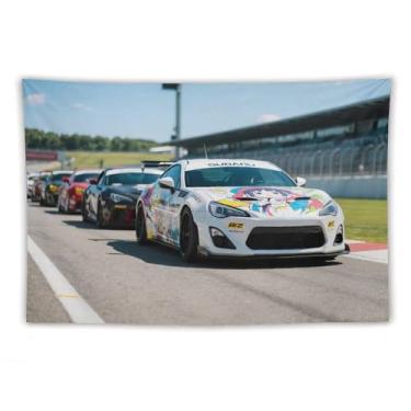 Imagem de HouLaiZhe JDM Tapeçaria de carro Jdm Car Brz pista de corrida anime grafite pendurar na parede quarto decoração de casa tapeçarias estética piquenique decoração de parede arte de parede para
