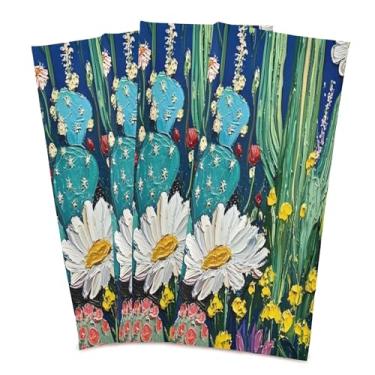 Imagem de xigua Conjunto de 4 panos de prato de cozinha de jardim com cactos, toalhas de cozinha macias altamente absorventes de secagem rápida para limpeza de pratos e limpeza manual, 71 x 45 cm