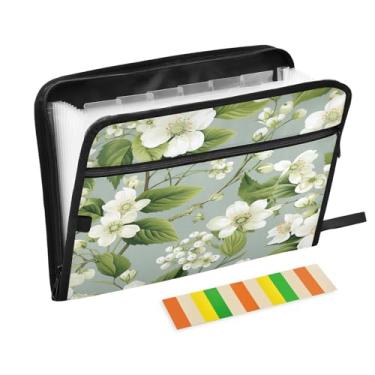 Imagem de Wassud White Blossoms Acordeão Organizador de Arquivos Letra A4 Pasta de Arquivo de Papel Organizador de Documentos com Etiquetas Pasta de Arquivo Expansível 13 Bolsos