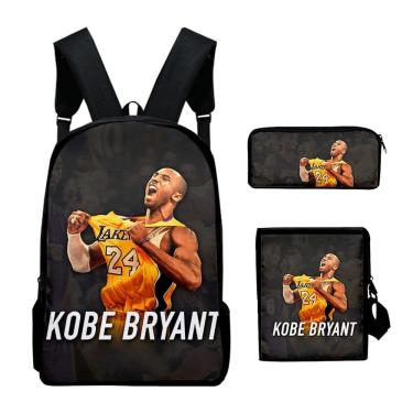 Imagem de Conjunto de mochilas Kobe Bryant com impressão 3D para crianças e escolas (3 unidades)