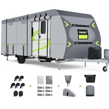 Imagem de Capa resistente de 8 camadas para trailer de 8,2 a 9 m, capa de trailer Rip-Stop Motorhome com alças à prova de vento, capas de calha e lingueta, capa de reboque de viagem utilitária para proteção