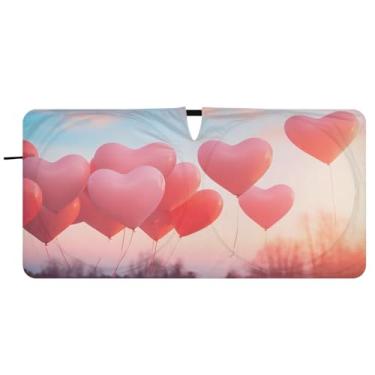 Imagem de CEBUGI Para-brisa de carro dobrável sombra de sol dia dos namorados corações janela de carro sombras guarda-chuva para-brisa frontal para-sol para acessórios de carro legal carro refletor protetor