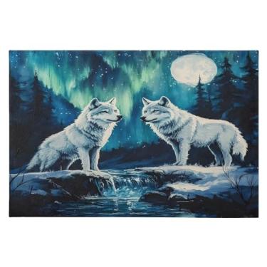 Imagem de CEBUGI Tapete de área 60 x 90 cm macio lavável tapete antiderrapante com suporte de borracha tapetes de área de lobo para sala de estar, quarto, decoração de casa