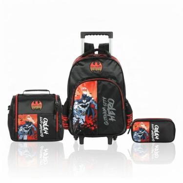 Imagem de Kit Escolar Vermelho Batman Mochila+Estojo Box+ Lancheira
