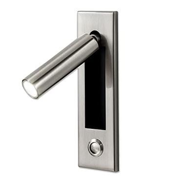 Imagem de Luminária de cabeceira LED 3W 4000K para quarto, ajustável, embutida na parede, com spots giratórios e interruptor de pressão.