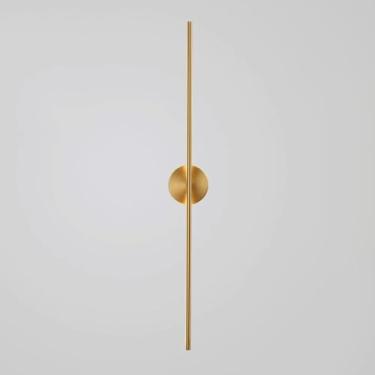 Imagem de Arandela de parede moderna, simples e linear, com LED, para sala de estar, parede atrás do sofá, quarto, cabeceira, hotel, corredor, hall de entrada (dourada, 8 watts) (grande)