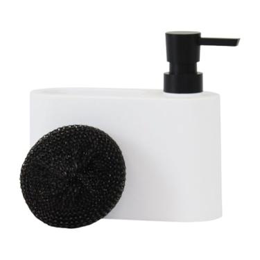 Imagem de Dispenser para Detergente com Porta-Esponja Acqua Branco – Organizador de Pia