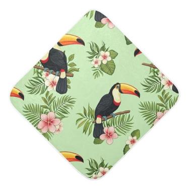 Imagem de Burbuja Toalha de banho de bebê Tropical Toucans - Toalha com capuz de musselina macia e absorvente para recém-nascidos, 76 x 76 cm