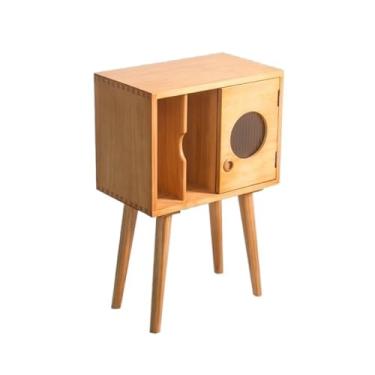 Imagem de Suporte para armazenamento de CDs Armário multifuncional de madeira para discos vinil, CDs e livros