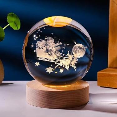 Imagem de Luminária de Mesa Bola de Cristal com LED - Luz Noturna para Quarto, Presente Decorativo 3D para Natal e Aniversário(2001-14)