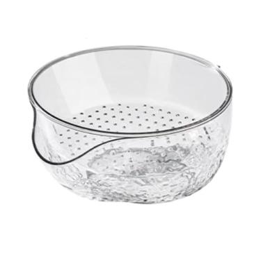 Imagem de Fruteira Fruteira de plástico com escorredor, grande capacidade, multifuncional, para frutas, bagas e nozes. Transparente. Decoração de mesa