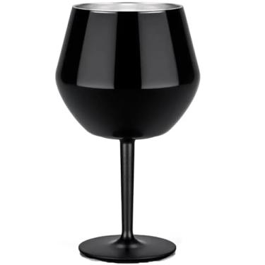 Imagem de Taça Térmica A Vácuo 410Ml 2-Em-1 Inox Haste Rosqueável Removível Copo E Taça Parede Dupla Isolante Antiderrapante Ideal Para Gin Vinho Drinks Viagem E Churrasco (Preta)