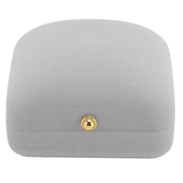 Imagem de SIWOTED Caixa de presente de joias com amortecimento, forro macio, requintado, leve, portátil, pequena caixa de joias, cinza claro (Caixa de anel)