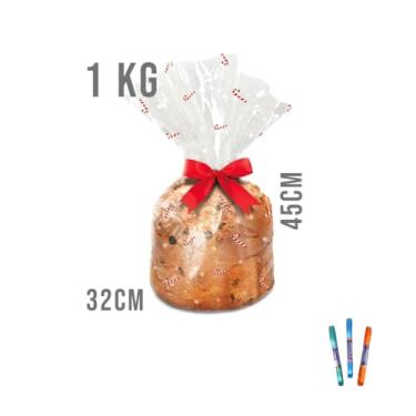 Imagem de Kit Saco Para Panetone 14cm x 23cm 100g C/10 + Fita Cetim 7mm x 10m