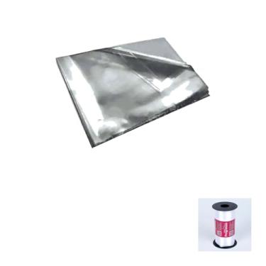 Imagem de Kit Saco BD 40X60X15 Para Gelo E Fita Cetim Rolo 7mmX100mts