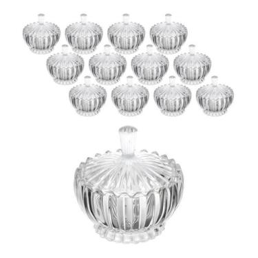 Imagem de Kit 12 Bomboniere Potiche Vidro Tampa Bala Decoração 240ml - CLICK HOU