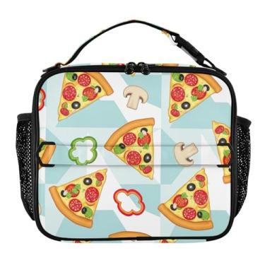 Imagem de Joisal Lancheira colorida de fatias de pizza para mulheres, meninas, lancheira com alça de ombro masculina e infantil, lancheira para trabalho, escola, rosa, bolsa térmica divertida