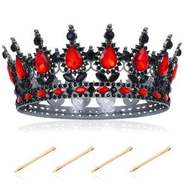Imagem de inSowni 1 tiara de cabelo com coroa de rainha e strass de princesa, aniversário, casamento, noiva, acessórios para mulheres, meninas, damas de honra, One Size