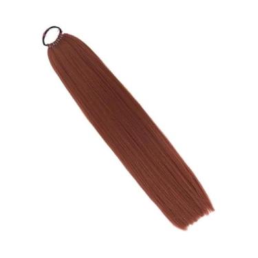 Imagem de Extensão De Rabo De Cavalo Sintético Yaki Liso De 24 Polegadas Com Laç