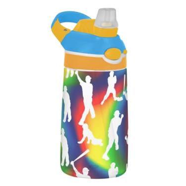 Imagem de Garrafa de água infantil com canudo 473 ml Tritan 473 ml garrafa de água de plástico reutilizável portátil para crianças, à prova de vazamento, alça de transporte