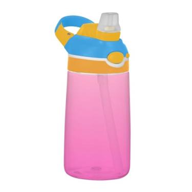 Imagem de Garrafa de água infantil rosa magenta rosa gradiente com canudo 473 ml 473 ml Garrafa de água esportiva Tritan reutilizável à prova de vazamento para crianças, portátil, alça de transporte