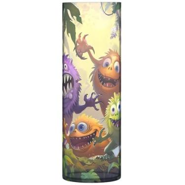 Imagem de Monstros Jungle Adventure Vasos cilíndricos para centros de mesa vaso de flores alto plástico impressão personalizada decoração de casa sala de estar, 30 cm x 9,9 cm