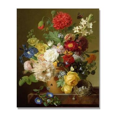 Imagem de NHLDZYH Arte floral vintage natureza morta, pintura botânica clássica, decoração de casa quente para sala de estar e sala de jantar. B24. Apenas tela de 60 x 72 cm - 23,6 x 28,3 pol