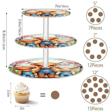 Imagem de Lindo suporte de cupcake Highland Calf Garden de 3 níveis para festa e torre de bolo, suporte de sobremesa, exibição de mesa, bandejas de comida