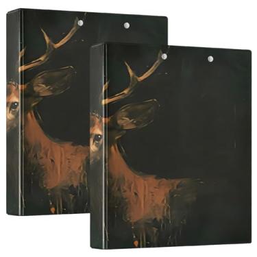 Imagem de Fichários vintage de veado preto, 2 pastas para fichários, 3 anéis, fichário de plástico