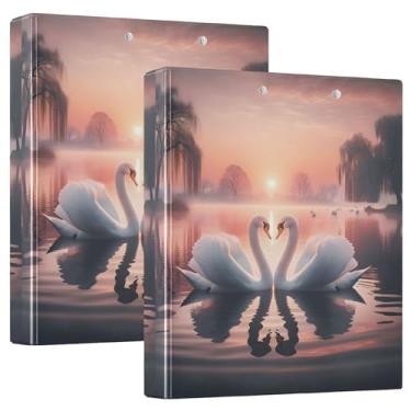 Imagem de Fichários personalizados para casais de cisnes com 3 anéis de 3 cm, 200 folhas, fichário de receitas de anel redondo, 31,5 x 27 x 6 cm, 1 pacote