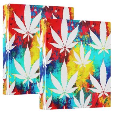 Imagem de Fichários de 3 anéis personalizados de folhas brancas coloridas grunge de 3 cm comporta 200 folhas, anel redondo, 31,5 x 27 x 6 cm, 1 pacote