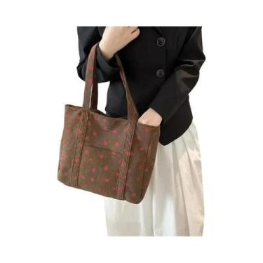 Imagem de Bolsa Tote De Corduroy Para Mulheres, Grande Capacidade, Fashion E Ver