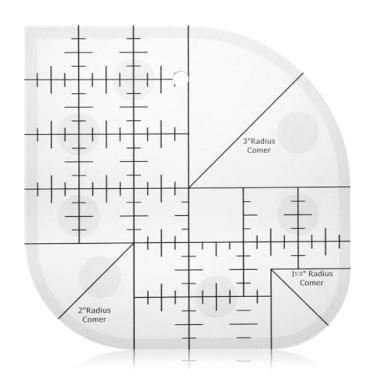 Imagem de 1 régua de corte de canto curvado transparente, modelos de colcha de retalhos, materiais de bricolage, modelo de costura, ferramenta de patchwork para corte de costura