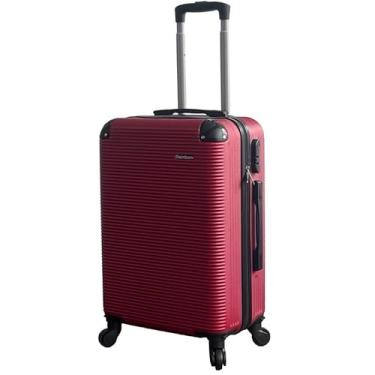 Imagem de Mala de Bordo ABS 10kg 17” a 21” Polegadas Mala de Viagem com Rodinhas 360° Cadeado Código (Vinho-21”(14KG) Modelo-W)