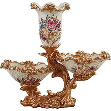 Imagem de Vasos de flores grandes de resina estilo europeu para sala de estar, sala de jantar, mesa de centro de mesa, quarto, escritório, hotel, decoração de casa, vaso decorativo alto pintado à mão, melhor