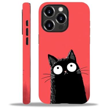 Imagem de WANKBLC Capa fosca compatível com iPhone 12 Pro Max para meninas e meninos, design de corpo inteiro, silicone macio, proteção contra arranhões, estampa maluca gato preto bonito olhando para cima