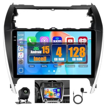 Imagem de Hikity Estéreo automotivo Android 4+128G para Toyota Camry 2012-2014, rádio com tela sensível ao toque embutida de 10,1 polegadas com CarPlay, Android Auto, Bluetooth, navegação GPS, WiFi, FM, RDS +