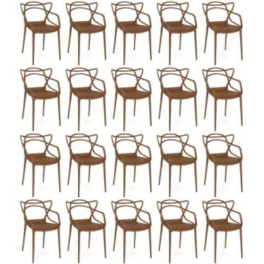 Imagem de Kit 20 Cadeiras de Jantar Allegra Prática Empilhável - Marrom
