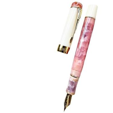 Imagem de MURVE Caneta-tinteiro acrílica linda caneta verde para presente EF/F/M com conversor escrita, material escolar de escritório (rosa Sakura, médio)