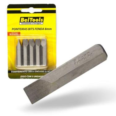 Imagem de Kit 5 Ponta Bit Fenda CV 38mm x 5/16 x 8,0mm Beltools