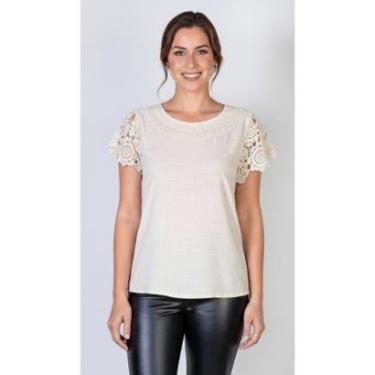 Imagem de Blusa manga curta feminina detalhe crochê 51607-Feminino