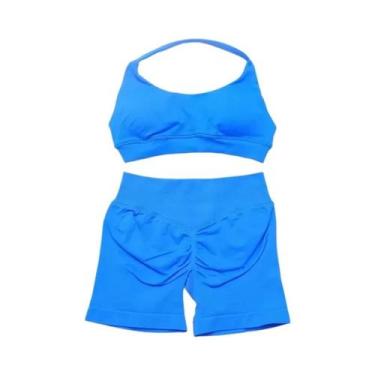 Imagem de Conjunto De Top E Shorts Sem Costura De Cintura Alta Para Academia, Ro