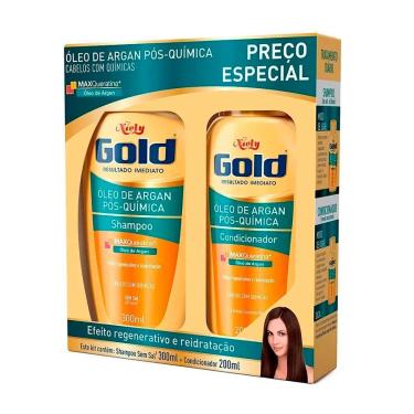Imagem de Kit Shampoo+Condicionador Pós-Química 300ml+200ml Niely Gold Óleo de Argan e Proteínas Sem Sal