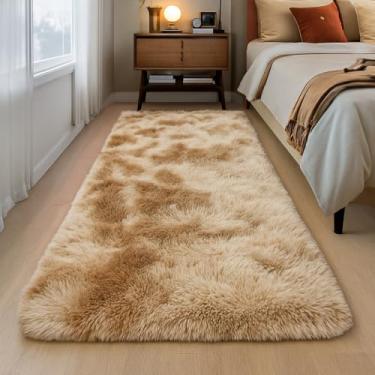 Imagem de Tapete Passadeira Felpuda Peluda 2,00x0,60 Antiderrapante para Corredor Sala Quarto Beira de Cama(Bege mesclado)