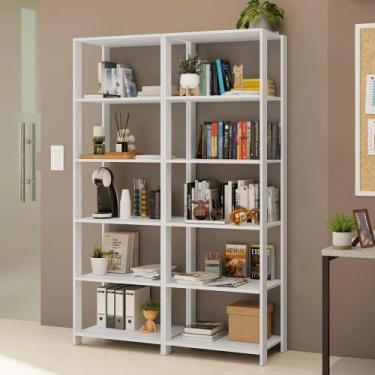 Imagem de Estante Armário Multiuso para Escritório 118cm 10 Prateleiras Branco M