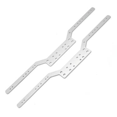 Imagem de Acessórios de carro RC compatíveis com MN98 para MN99S 1/12 carros de controle remoto, peças de atualização, acessórios de liga de alumínio para conjunto de estrutura de trilho de chassi (prata)