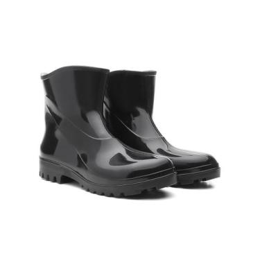 Imagem de Bota galocha de borracha pvc para andar de moto forrada cano curto pre