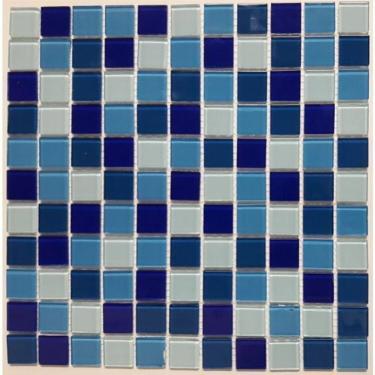 Imagem de Kit 1m² Pastilha de Vidro Cristal 30cm X 30cm Azul Escuro